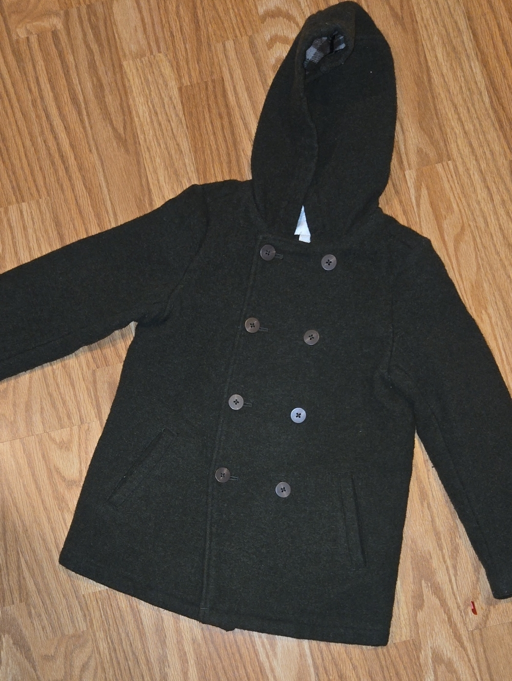Edgehill Collection Kids Hooded Double-Breasted Pea Coat in Green